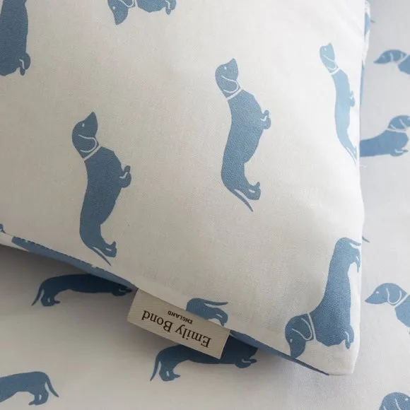 Emily Bond Brushed Peggy Daschund 100% Cotton Duvet Cover & Pillowcase Set 4