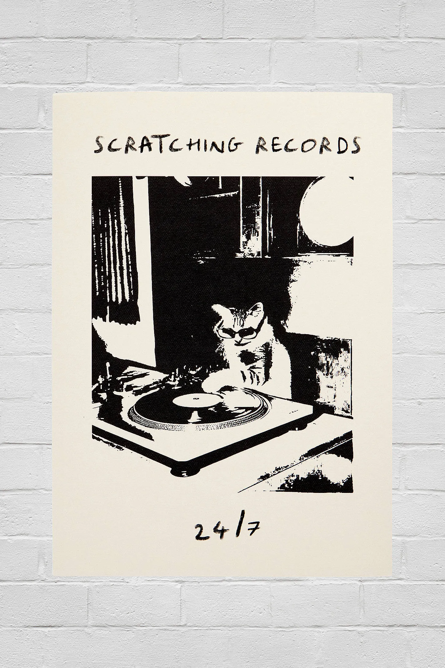 Scratching Records 30x40cm Wall Art Print - Black/White A2