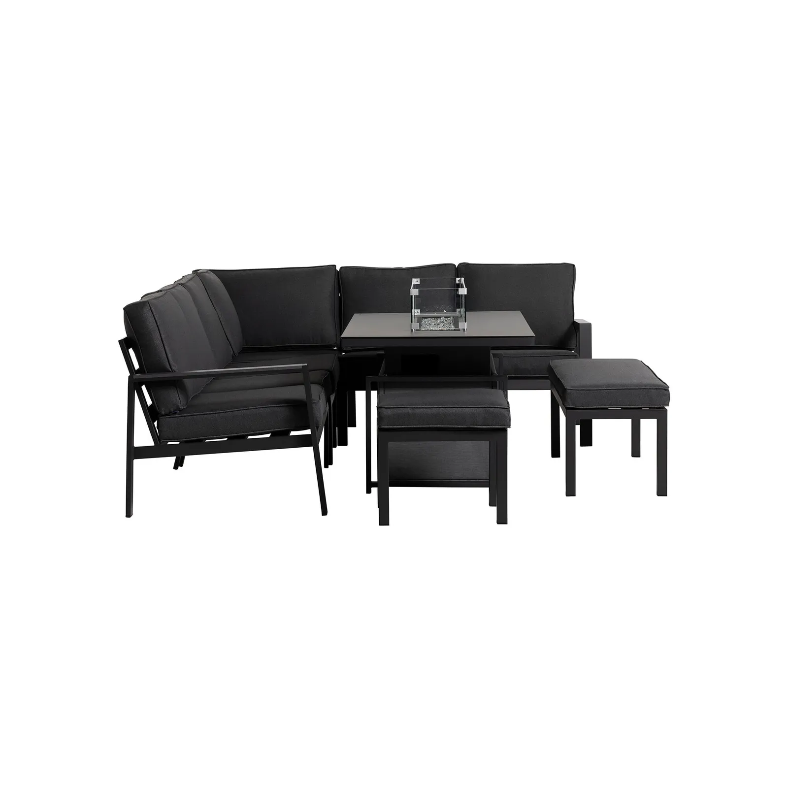 Fierza Large Corner Sofa Set-Rising Firepit Table, Aluminium, Grey | Barker & Stonehouse 6