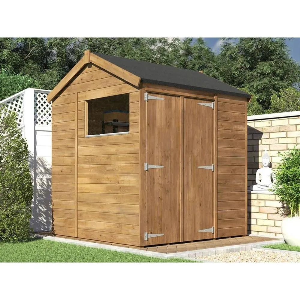 Dunster House Wooden Shed 1.8 x 1.8m (6' x 6') 15mm Apex Window - Overlord Modular in Brown 2