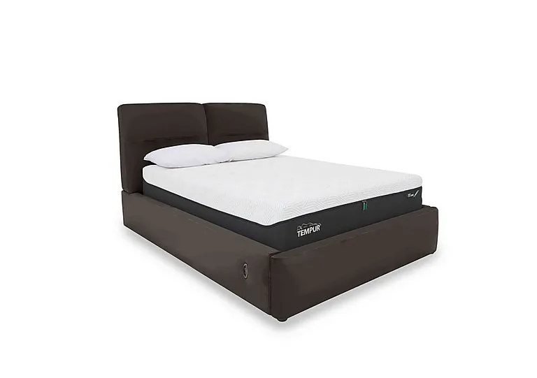 Stark Leather Electric Ottoman Bed Frame - King Size - Dark Chocolate