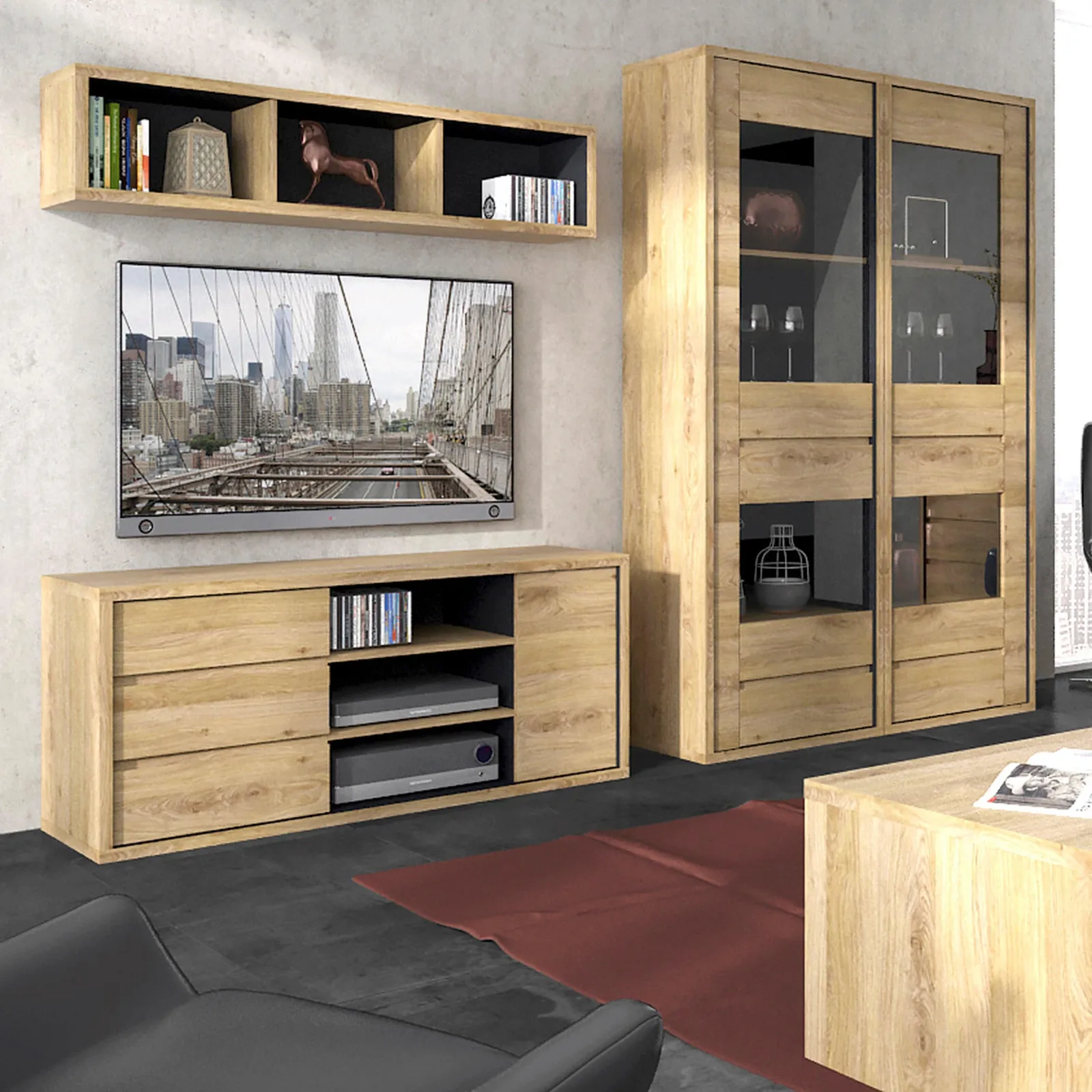 Furniture To Go Shetland 1 Door 3 Drawer TV Cabinet in Brown 4