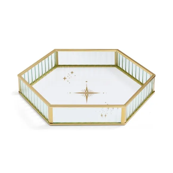 Gold Celestial Print Glass Tray 3