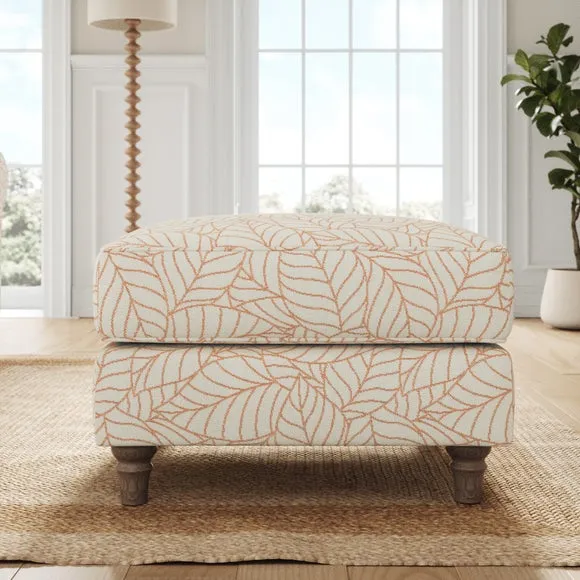 Flori Woven Leaf Fabric Footstool 2