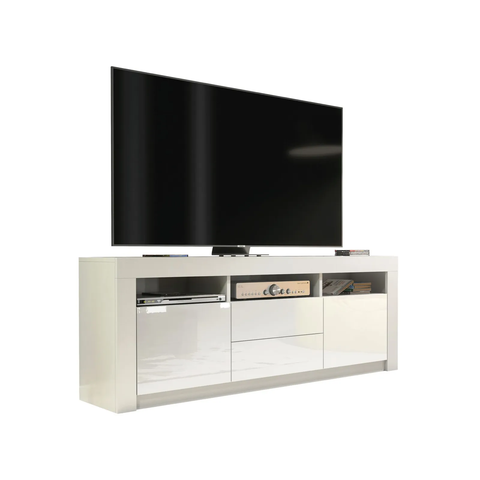 Creative Furniture TV Unit 160cm Modern - White with High Gloss Doors 5