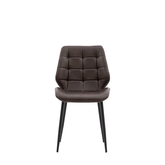 Return - Set of 2 Mesa Faux Leather Dining Chairs, Brown 4