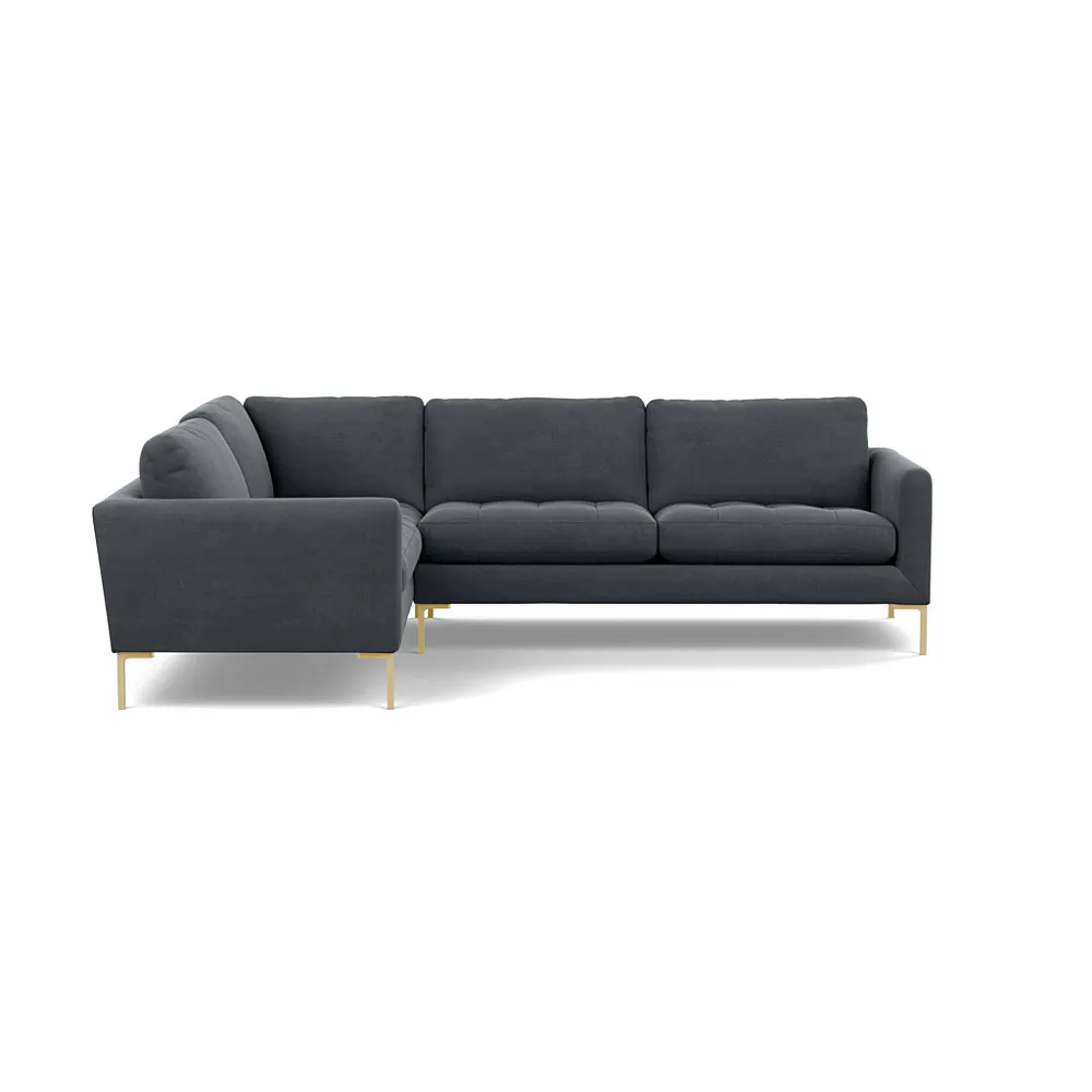 Heal's Eton Left Hand Facing Corner Sofa Linen Dark Grey Brass Feet