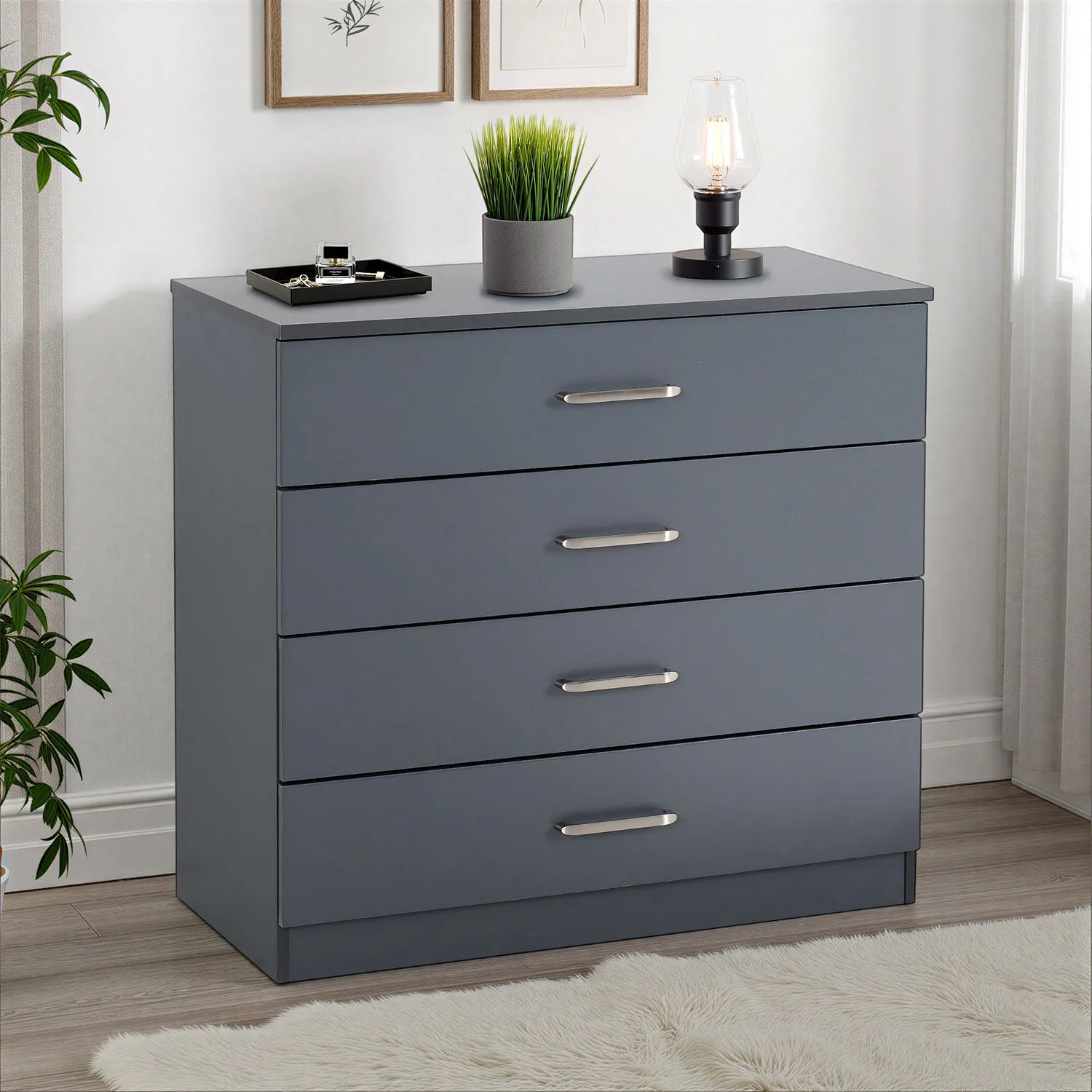 Seconique Dakotia 4 Drawer Chest in Dark Grey