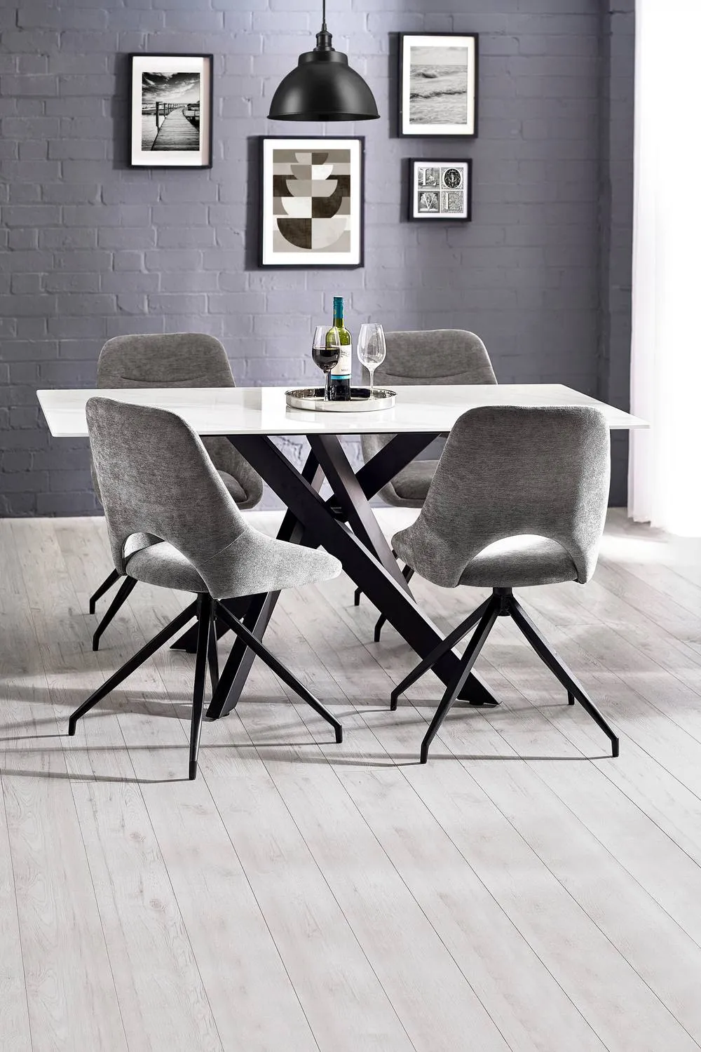Julian Bowen Bradley Rectangular Ceramic Top 4-6 Seater Dining Table in White 2