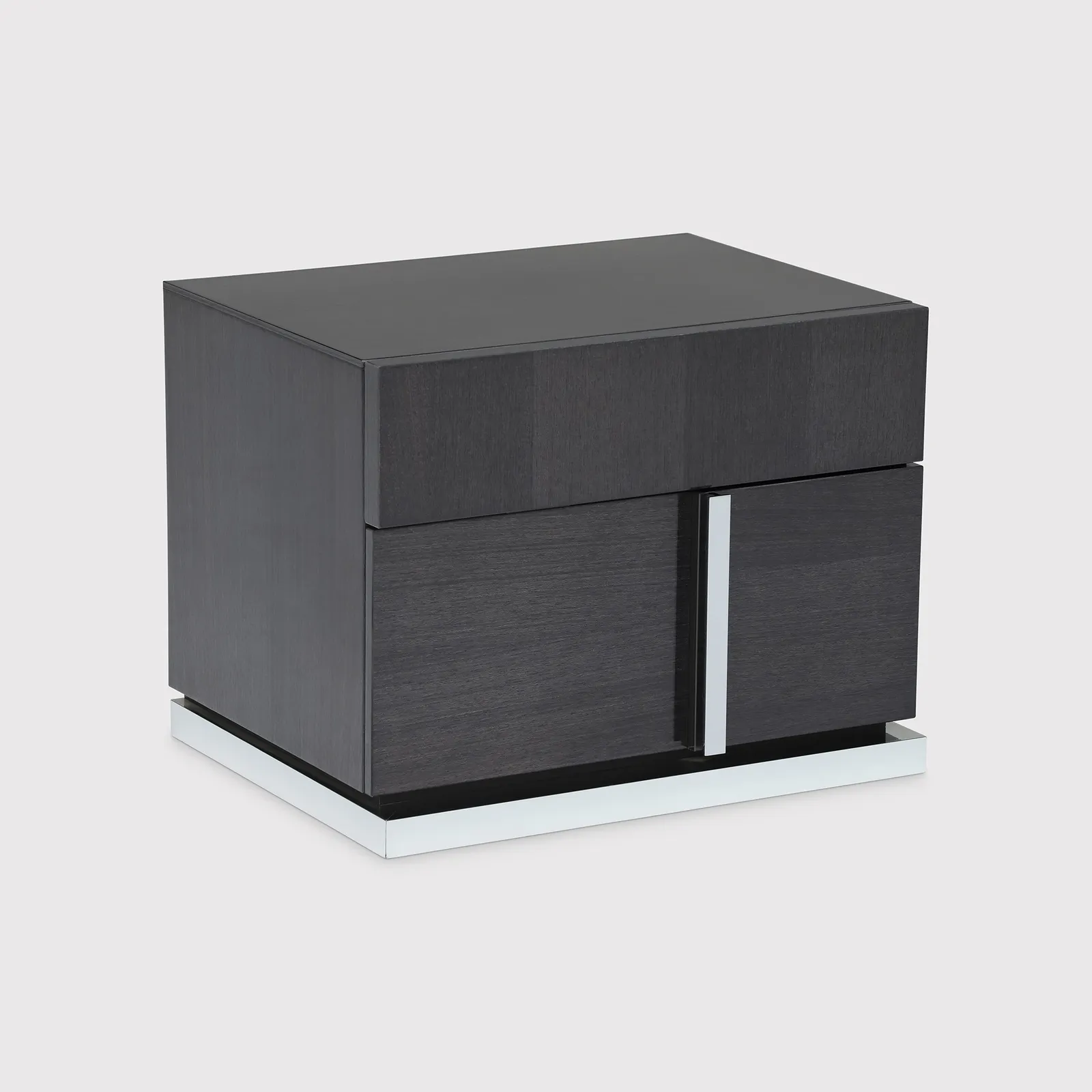 Borgia Left 2 Drawer Night Stand, Grey Gloss | Barker & Stonehouse