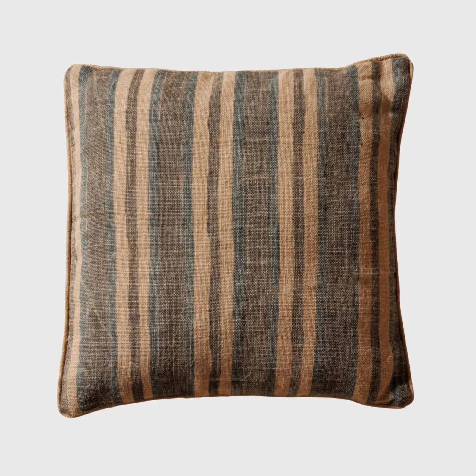 Jute Cushion Beige & Grey Stripes, Square, Brown | Barker & Stonehouse
