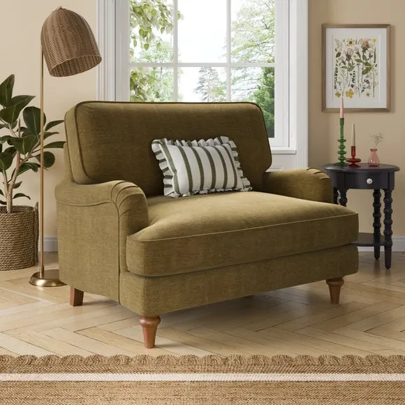 Beatrice II Chenille Snuggle Chair, Olive