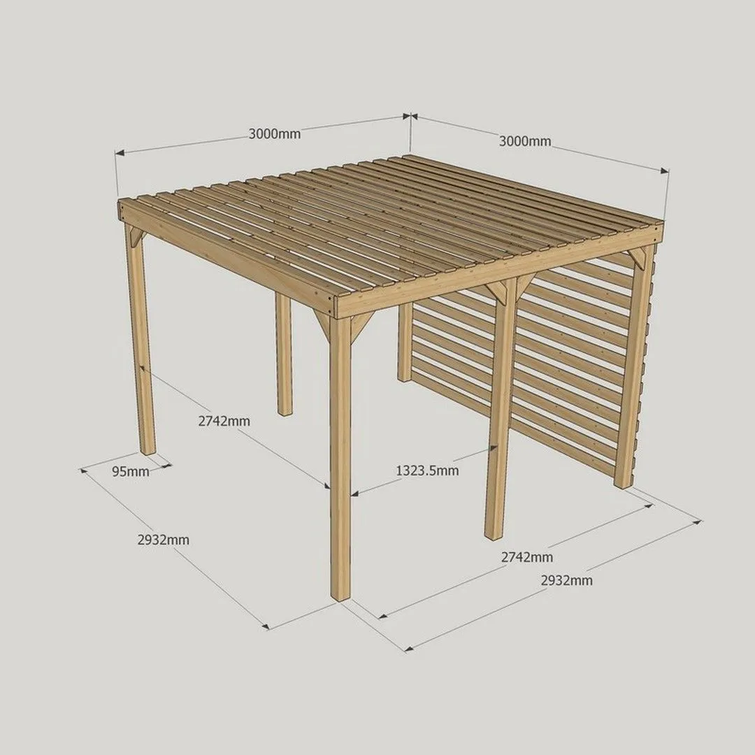 Rutland County Garden Furniture Ltd Shade Pergola - Wood - L300 x W300 x H270 cm - Light Green in Brown 5
