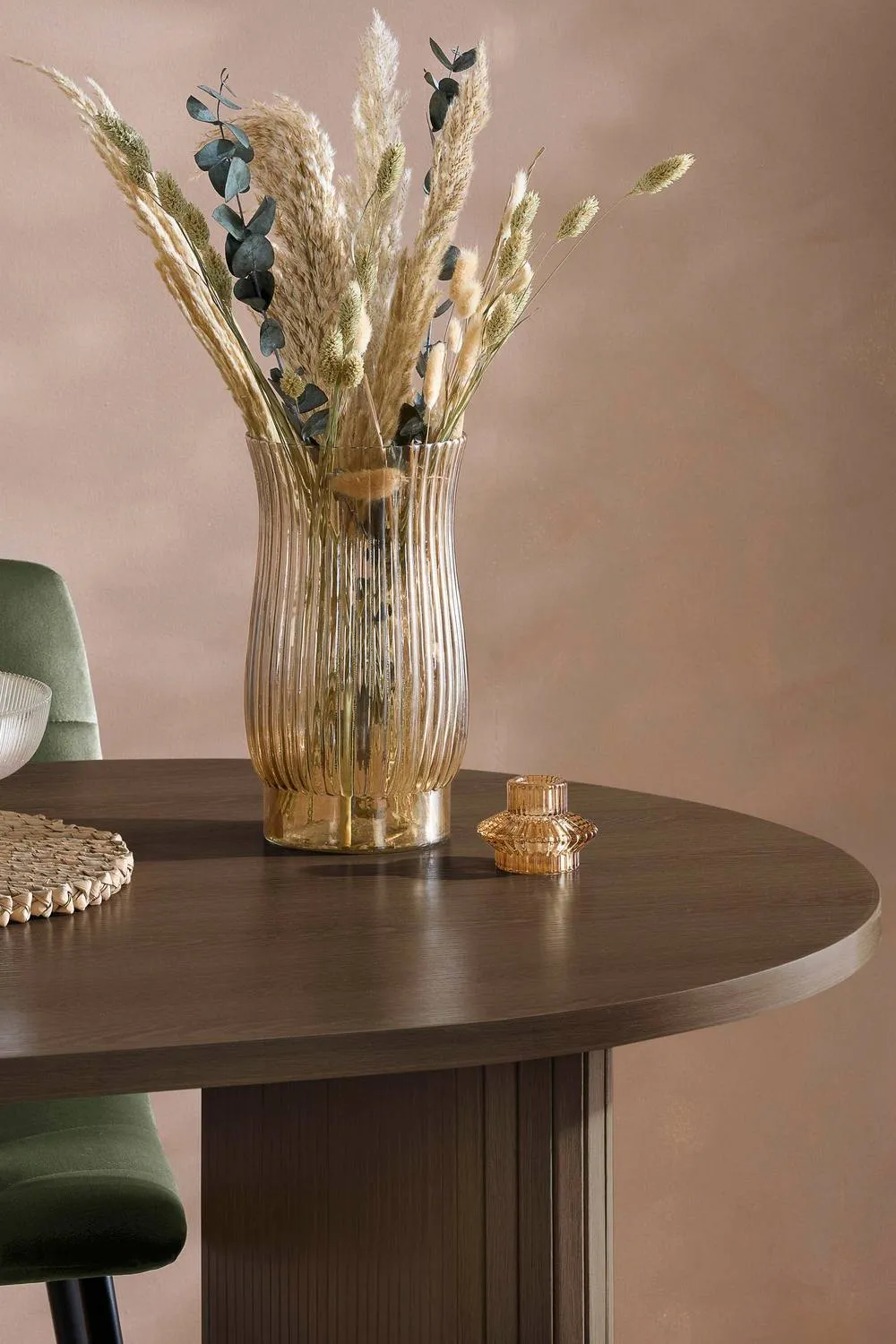 Birlea Axel Oval Fluted Dining Table With 4 Chairs in Brown 3