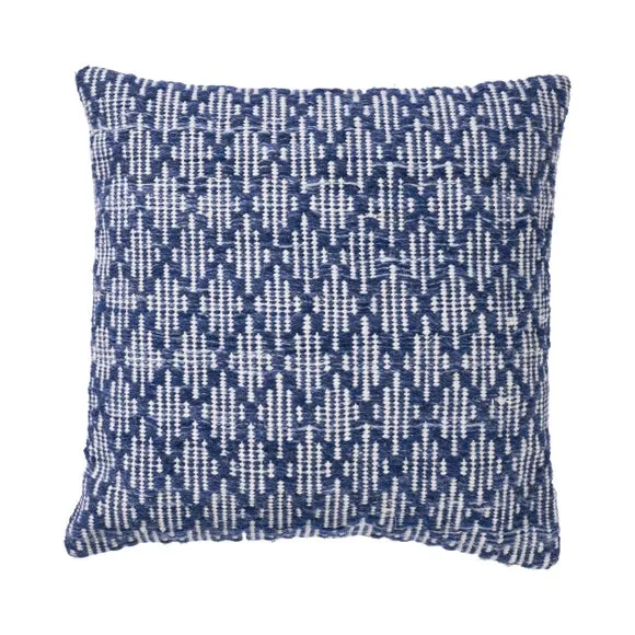 Set of 3 Denim Blue Ikat Square Scatter Cushions 3