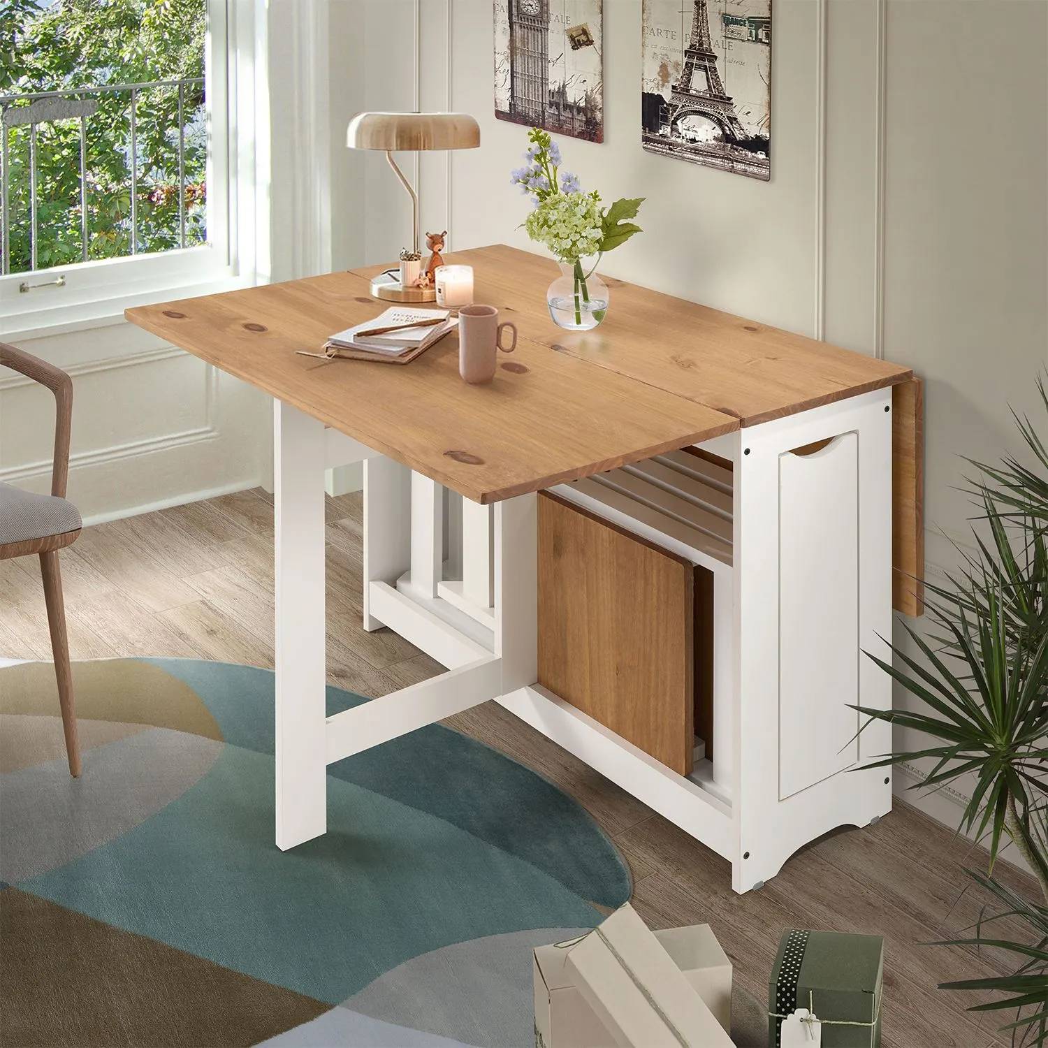 Seconique Santos Butterfly Dining Set in White 2