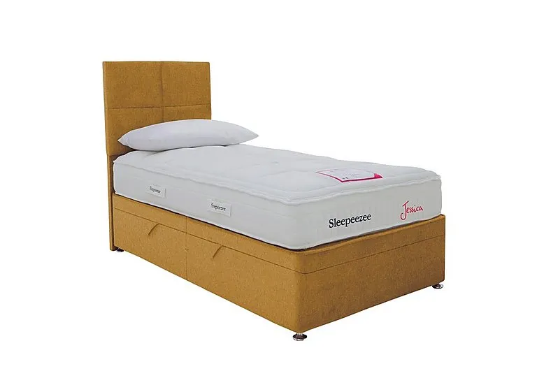 Jessica Side Ottoman Divan Set - Single - Tweed Mustard