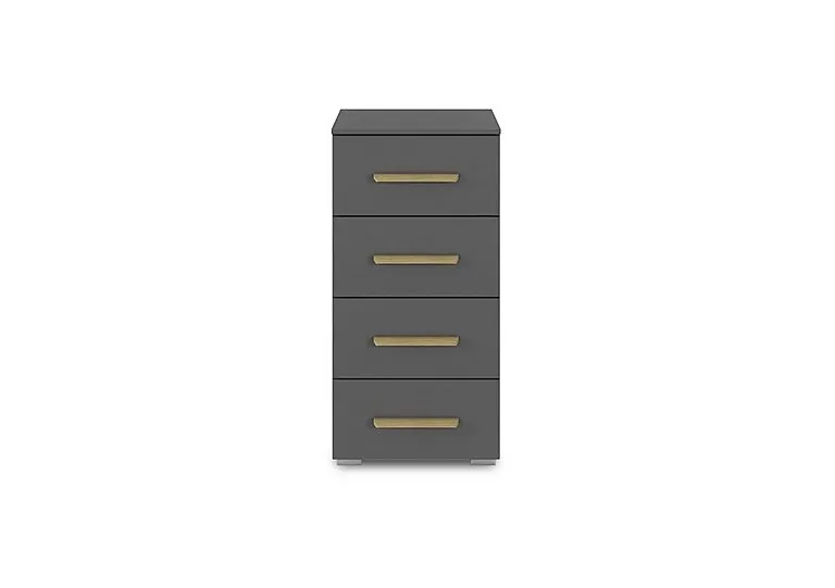 Flavia 4 Drawer Decor Narrow Chest - Metallic Grey