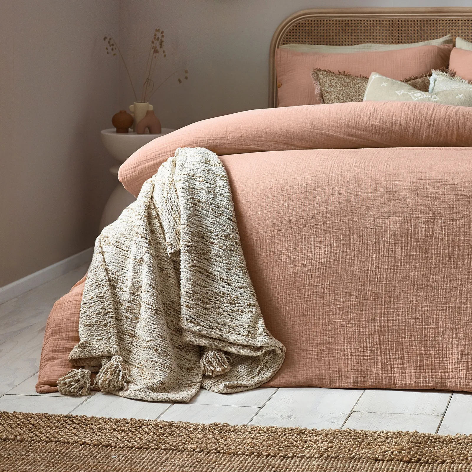 Yard Lark 100% Cotton Muslin Duvet Cover Set in Dusty Pink 4