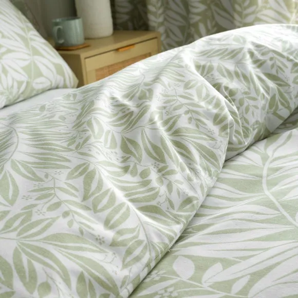 Catherine Lansfield Sorrel Leaves Reversible Duvet Cover & Pillowcase Set 6