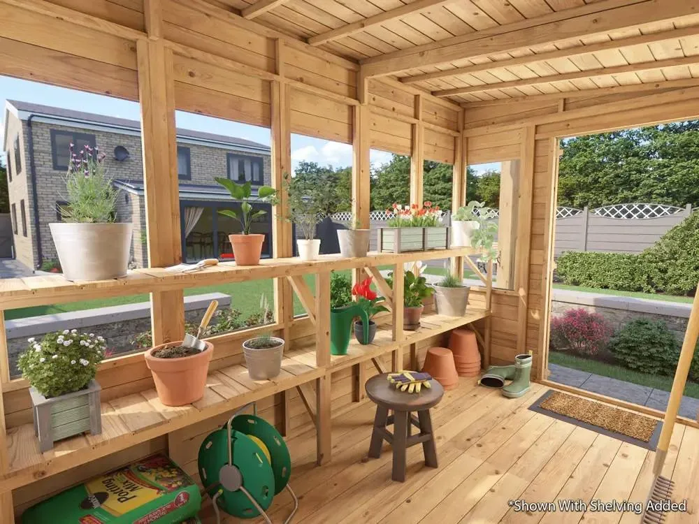 Dunster House Wooden Potting Shed Pent Roof W6' x D10' (W1.8m x D3.0m) Overlord Modular in Brown 3