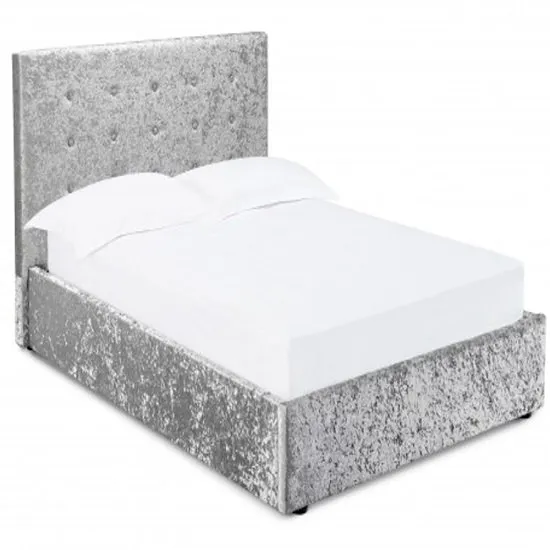 Stratford King Size Storage Bed In Silver Crushed Velvet