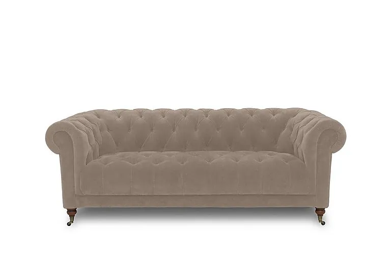 Columbus Fabric 3 Seater Sofa with Castors - Manhattan Nutmeg