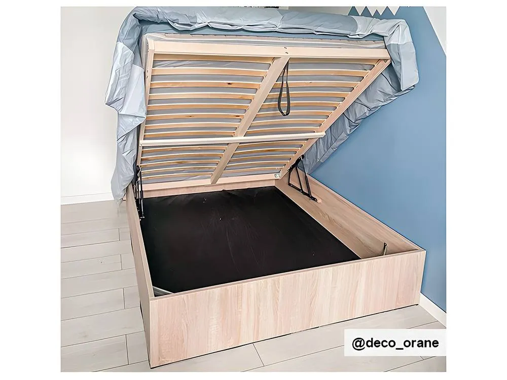 Vente-unique Ottoman Bed 160 X 200 Cm - Natural - ELPHEGE in Light Oak 4