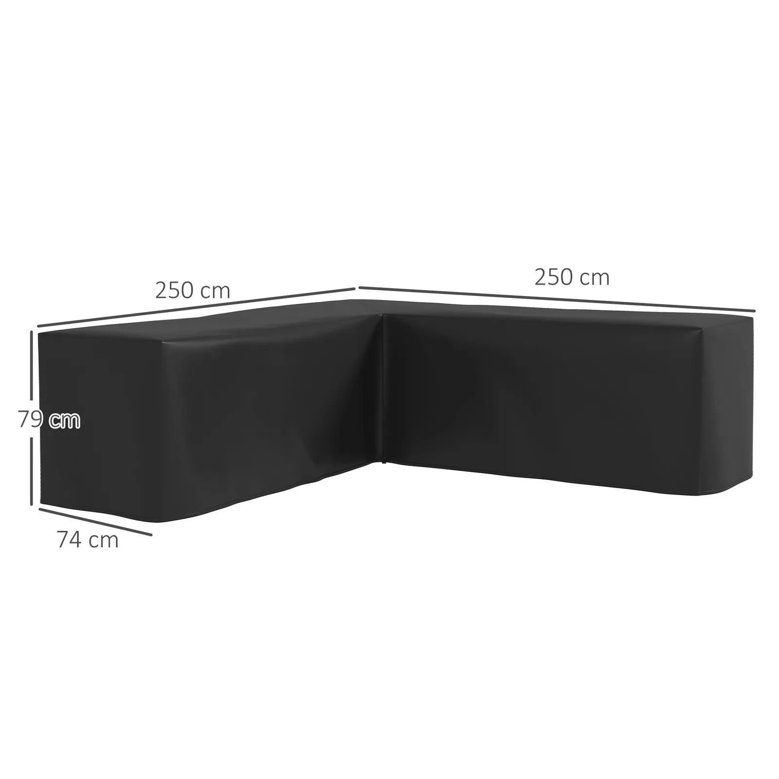 OUTSUNNY L-Shaped Garden Furniture Cover Oxford Fabric Corner Sofa Cover 250 x 250 x 79cm in Black 3