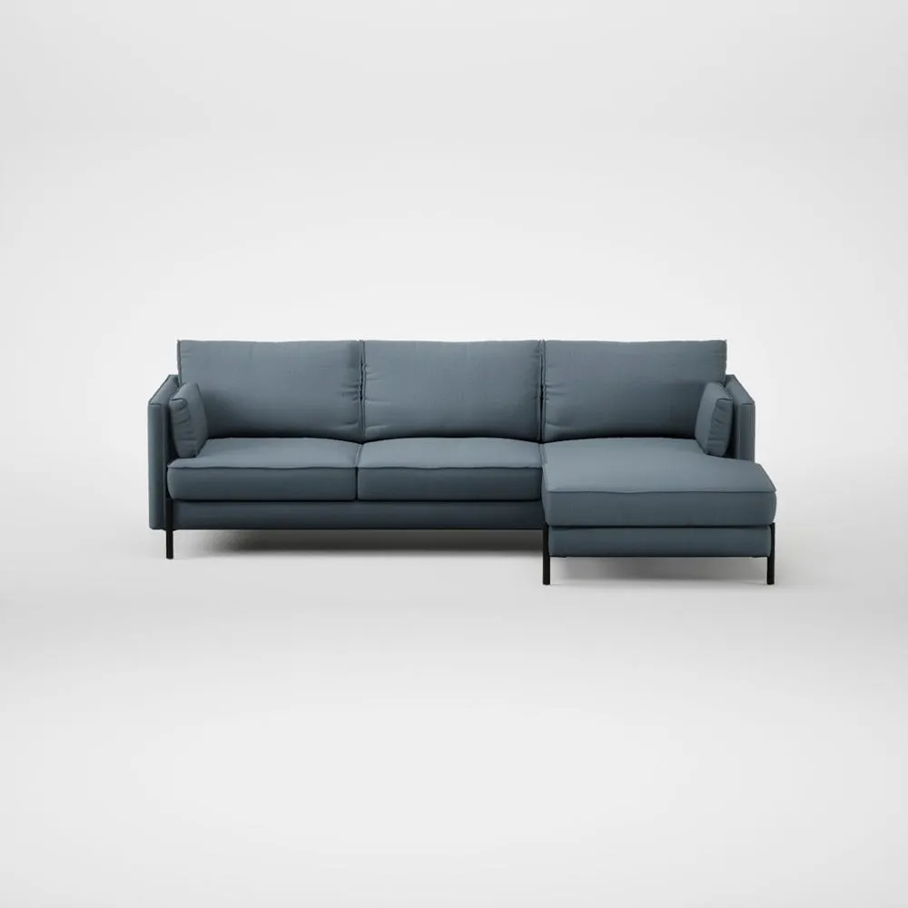 Heal's Tortona Right Hand Facing Corner Chaise Smart Cotton Linen Celestial Black Feet 2