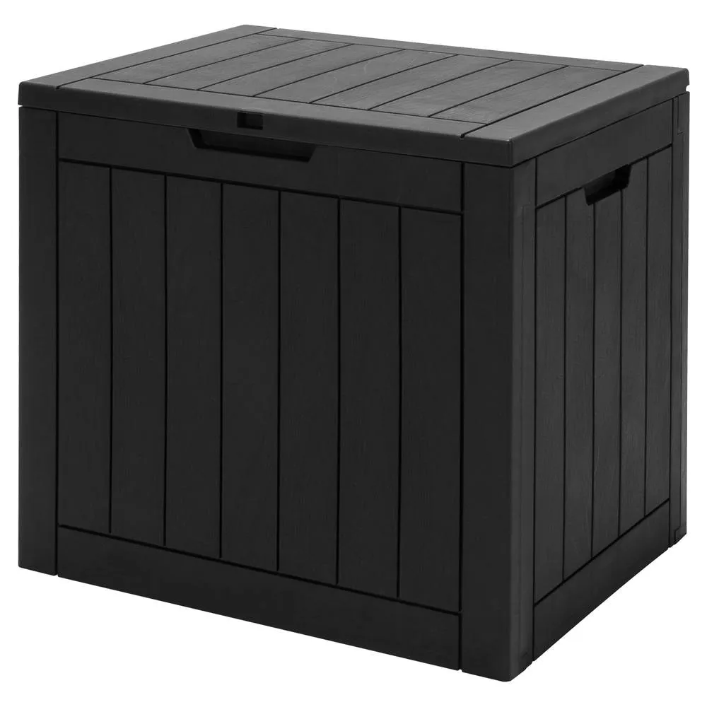 Costway Outdoor Garden Storage Box Waterproof Patio Utility Chest Plastic Lid Container in Black