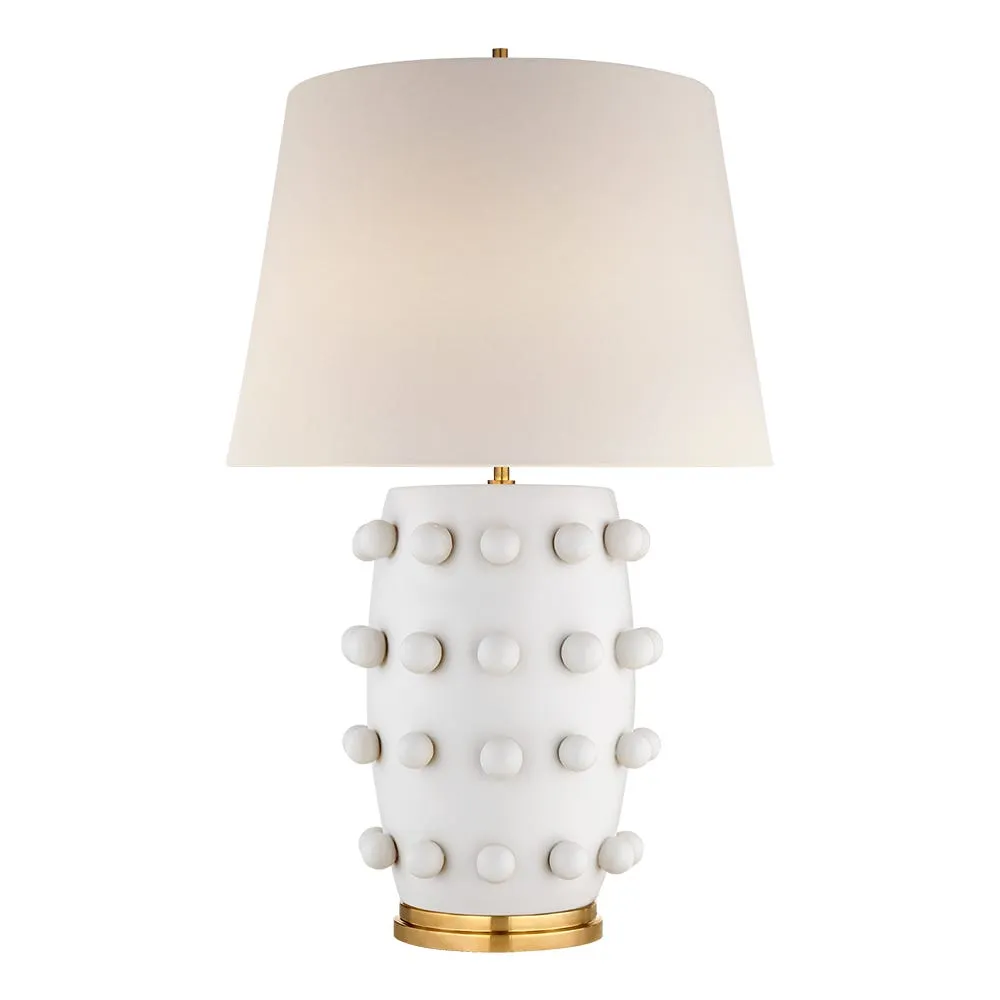 Visual Comfort Linden Table Lamp White & Linen Shade Medium 2