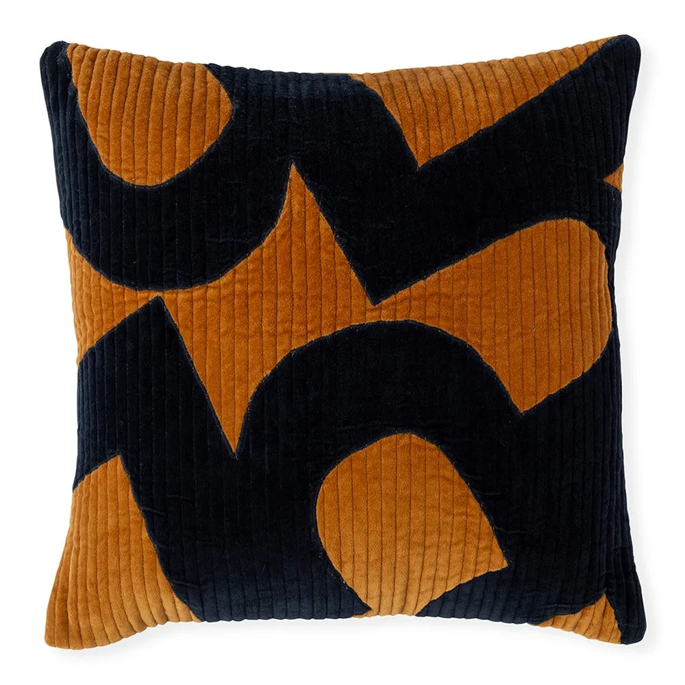Heal's 59 Cushion Ochre & Navy 45 x 45cm 2