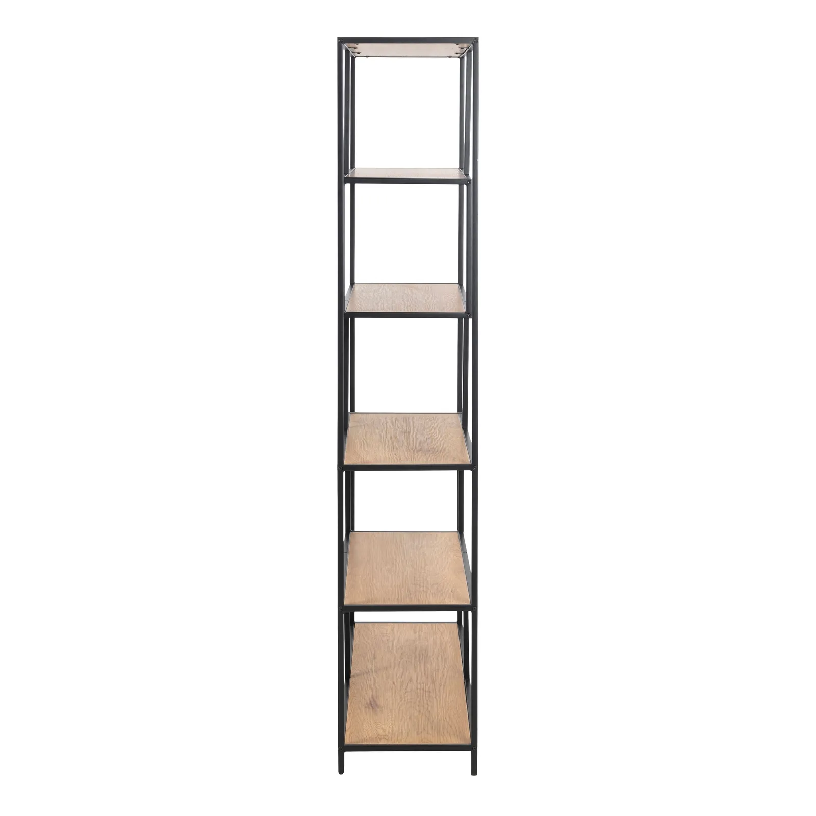 Furniture To Go Seaford Wide Black Metal Bookcase with 4 Black Oak Shelves 3