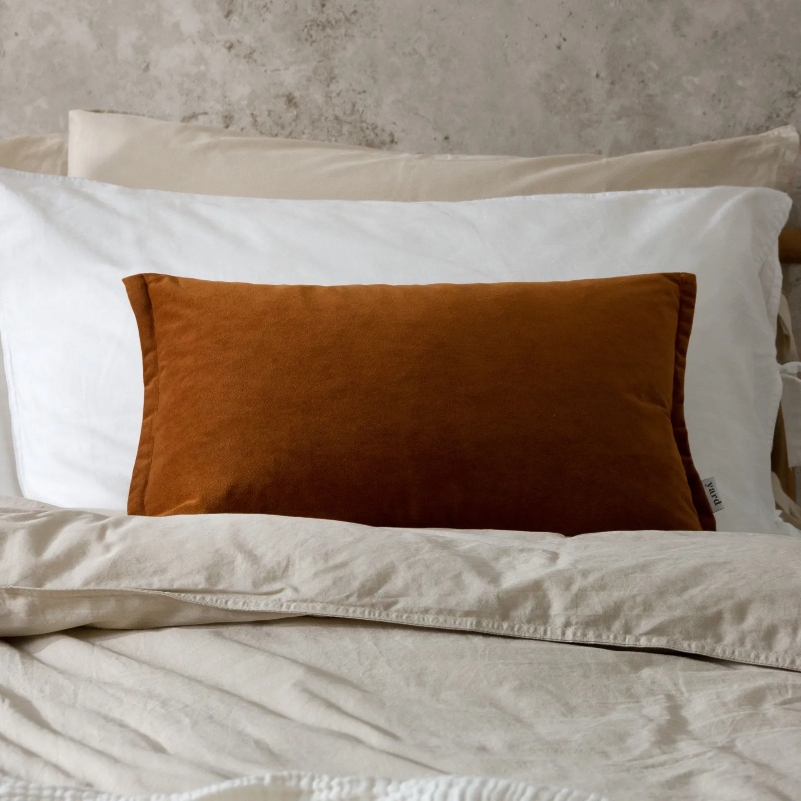 Yard Merton Velvet Cushion in Burnt Orange 1