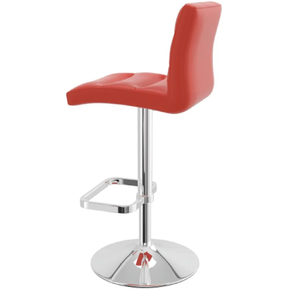 netfurniture Castone Adjustable Bar Stool Ribbed Faux Leather Seat Chrome Base in Red 6
