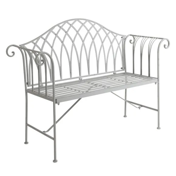 Wrought Iron 2 Seater Grey Bench 4