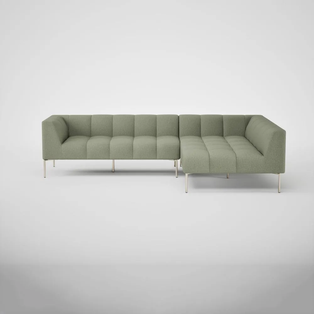 Heal's Quadro Right Hand Facing Chase Sofa Siena Cotton Pistachio Stainless Steel Feet 2