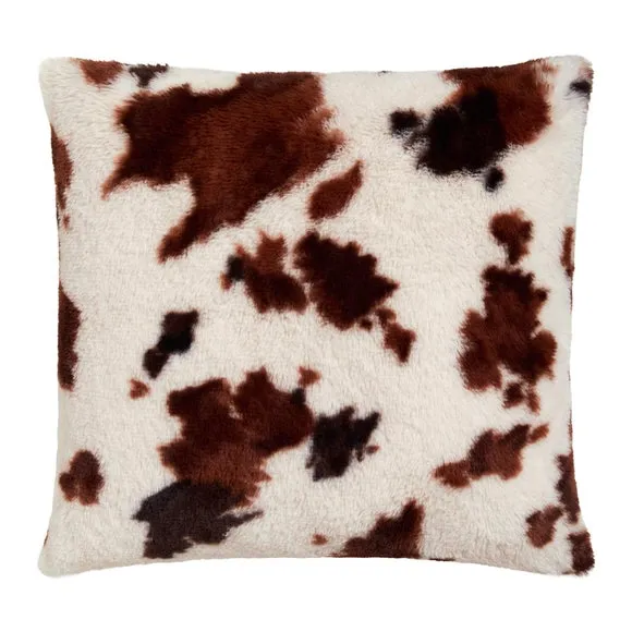 Fusion Cow Print Faux Fur Square Cushion 2