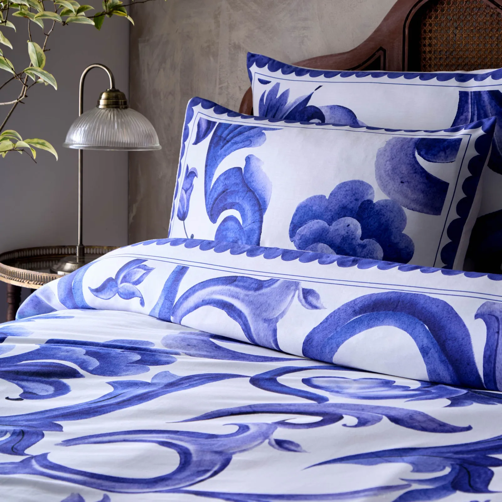 Paoletti Azzuro Printed 100% Cotton Pillowcases in Blue