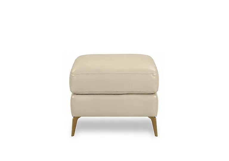 Eclipse Leather Footstool - Bisque