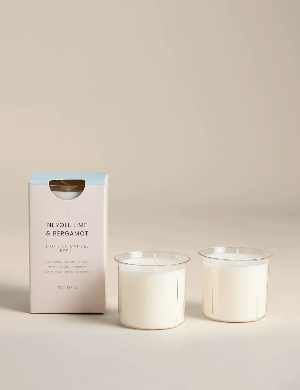 M&S Set of 2 Neroli Lime & Bergamot Candle Refills White Mix