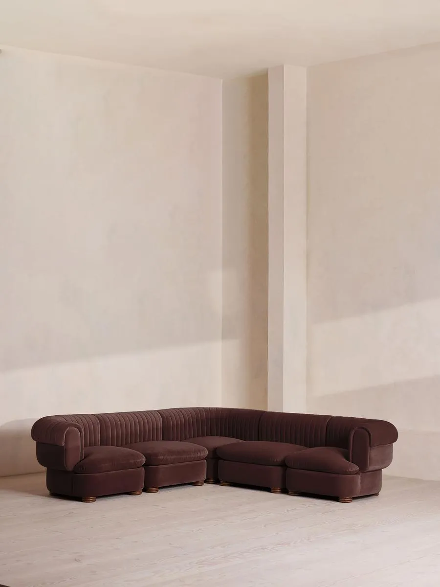 Rava Modular Sofa, Corner Sofa, Velvet, Aubergine