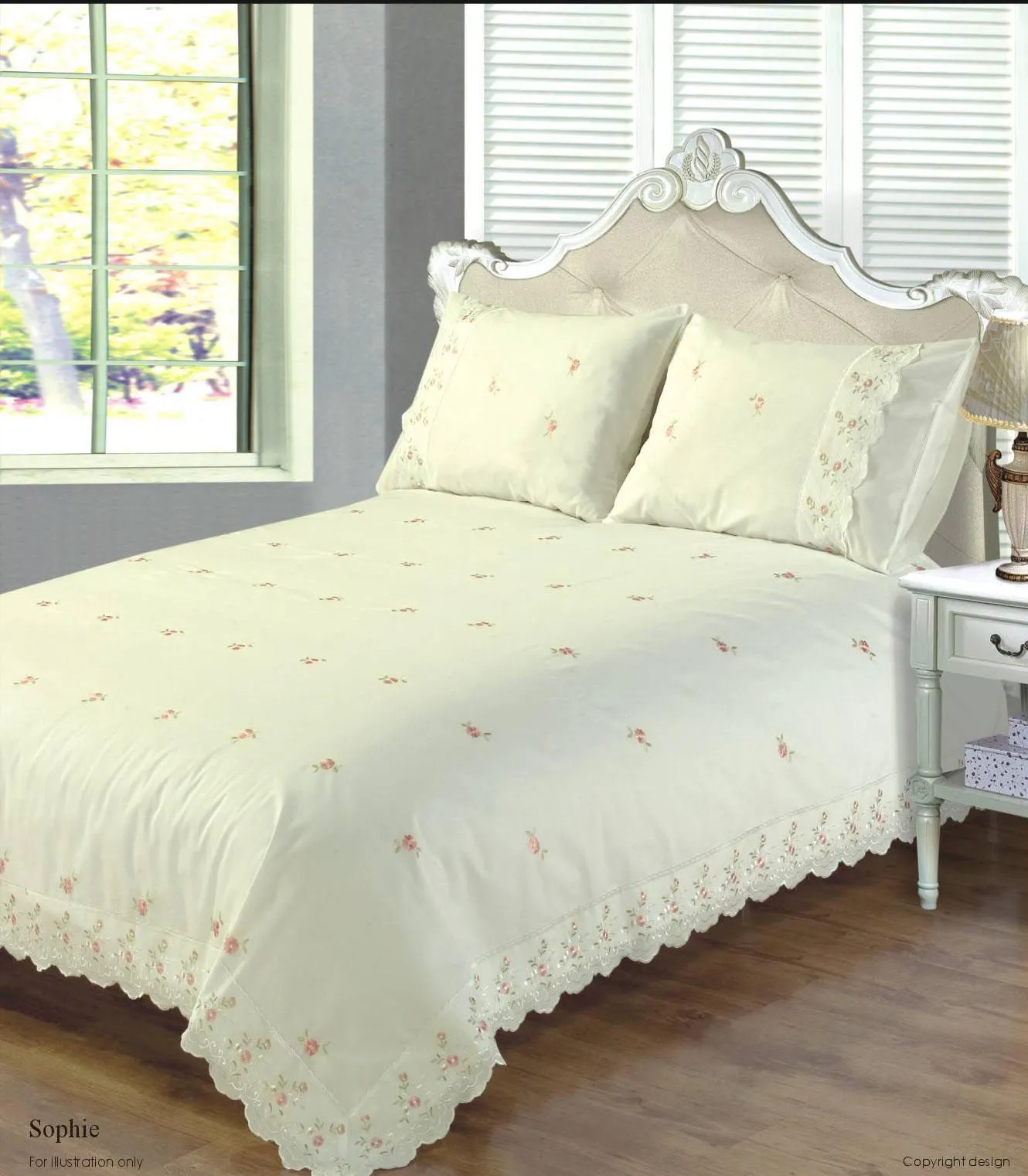 Rapport Home Sophie Polycotton Duvet Cover Set With Pillowcase in Cream 1