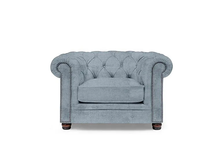 Shackleton Fabric Chesterfield Chair - Boathouse Blue