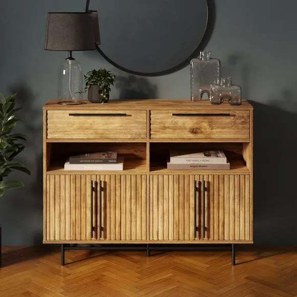 Bryant Hallway Console Table with Shoe Storage, Mango Wood Effect