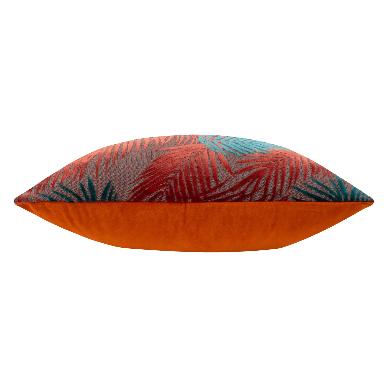 Paoletti Palm Grove Velvet Jacquard Fern Cushion in Burnt Orange 4