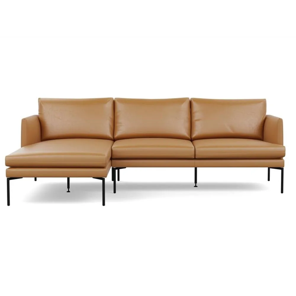 Heal's Matera Right Hand Facing Chaise Sofa Daino Leather Parchment Black Feet 2