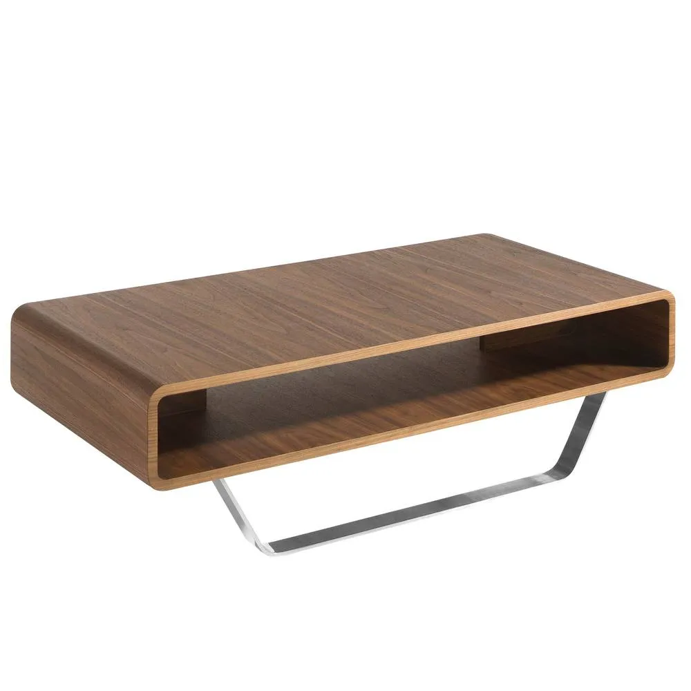 Angel Cerda Rectangular Walnut Veneer Coffee Table in Brown