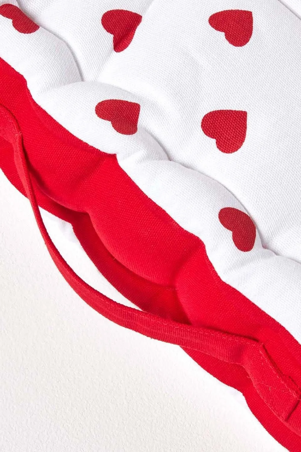 Homescapes Cotton Hearts Floor Cushion in Red 4